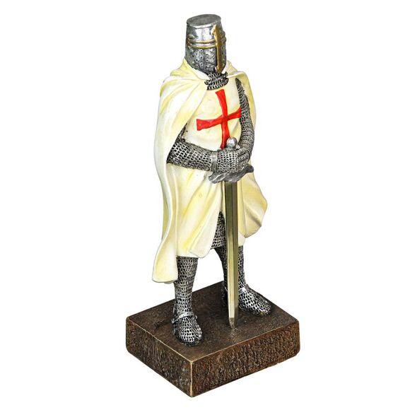 Medieval Templar Knight in Battle Holding Sword Armor Statue - Picture 1 of 9